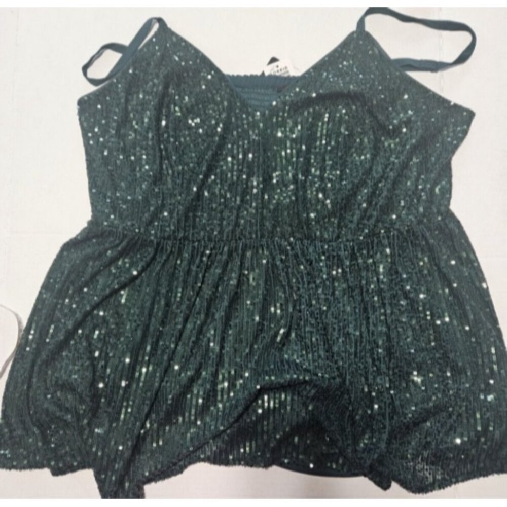 New Torrid 2 (2X 18/20) Sexy Purple Sequin Peplum V Neck Party Cami Tank Top